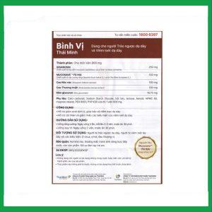 Nhà Thuốc Tiến Thành - Viên uống Bình Vị Thái Minh hỗ trợ giảm acid dịch vị, giúp bảo vệ niêm mạc dạ dày (80 viên) 1 Nhà Thuốc Tiến Thành - 2 21 2