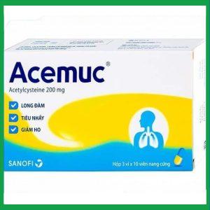Thuốc Acemuc 200mg long đàm, tiêu nhầy, giảm ho (3 vỉ x 10 viên)