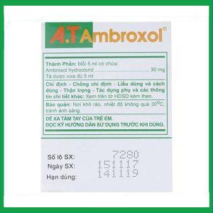 Nhà Thuốc Tiến Thành - Dung dịch uống A.T Ambroxol 30mg làm loãng nhầy trong bệnh viêm phế quản (30 ống x 5ml) 1 Nhà Thuốc Tiến Thành - Ambroxol 30mg 3
