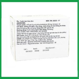 Nhà Thuốc Tiến Thành - Gel bôi da Androgel 50mg/5g Besins hỗ trợ điều trị thiểu năng tuyến sinh dục nam giới (30 gói x 5g) 1 Nhà Thuốc Tiến Thành - Androgel 50mg 2