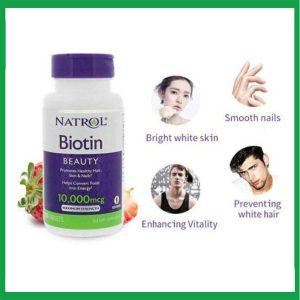 Nhà Thuốc Tiến Thành - Viên uống hỗ trợ mọc tóc Natrol Biotin 10000 mcg của Mỹ 100 viên 2 Nhà Thuốc Tiến Thành - Biotin 10000mcg Natrol2