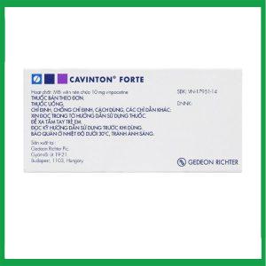 Nhà Thuốc Tiến Thành - Thuốc Cavinton Forte 10mg Gedeon điều trị rối loạn tuần hoàn máu não (2 vỉ x 15 viên) 1 Nhà Thuốc Tiến Thành - Cavinton Forte2