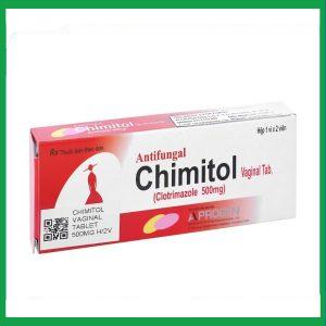 Viên đặt âm đạo Chimitol Vaginal Tab điều trị viêm âm đạo do nấm (1 vỉ x 2 viên)