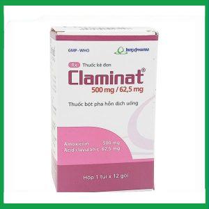 Thuốc bột Claminat IMP 500mg/62.5mg điều trị nhiễm khuẩn (12 gói)