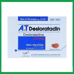 Dung dịch uống A.T Desloratadin 2.5mg An Thiên giảm viêm mũi dị ứng, mày đay mạn tính (30 ống x 5ml)