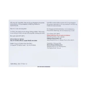 Nhà Thuốc Tiến Thành - Viên nén Janumet 50mg/850mg MSD hỗ trợ chế độ ăn kiêng, cải thiện kiểm soát đường huyết tuýp 2 (4 vỉ x 7 viên) 1 Nhà Thuốc Tiến Thành - Janumet 50mg 850mg 1