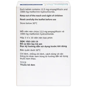 Nhà Thuốc Tiến Thành - Viên nén Jardiance Duo 12.5mg/1000mg điều trị đái tháo đường tuýp 2 (3 vỉ x 10 viên) 2 Nhà Thuốc Tiến Thành - Jardiance Duo 12.5mg 1000mg 2