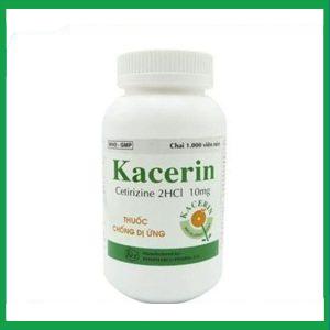Thuốc Kacerin 10mg giảm viêm mũi dị ứng, mày đay (Lọ 1000 viên)