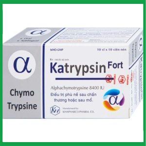 Viên nén Katrypsin Fort 8400IU điều trị phù nề sau chấn thương, sau mổ