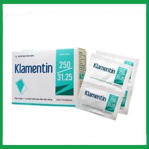 Cốm pha hỗn dịch uống Klamentin 250/31.25 điều trị nhiễm khuẩn đường hô hấp, đường tiết niệu (24 gói)
