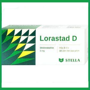 Viên nén Lorastad D 5mg Stella giảm viêm mũi dị ứng, mày đay (3 vỉ x 10 viên)
