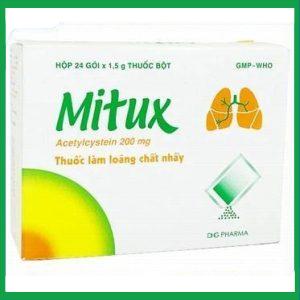 Bột uống Mitux 200mg DHG làm loãng chất nhầy đường hô hấp