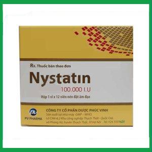 Viên đặt âm đạo Nystatin 100.000 I.U PV Pharma điều trị nhiễm nấm âm hộ, âm đạo (12 viên)