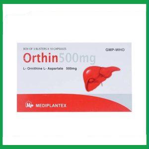 Viên nang cứng Orthin 500mg điều trị hội chứng tăng amoniac (3 vỉ x 10 viên)