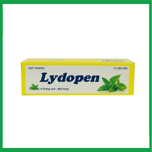 Viên ngậm Lydopen giúp thông mũi, mát họng ngừa đau rát họng hiệu quả Hộp 24 viên