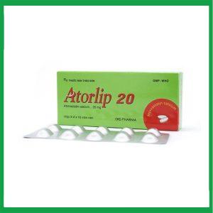 Thuốc Atorlip 20mg DHG điều trị tăng cholesterol toàn phần và LDL-cholesterol (Hộp 3 vỉ x 10 viên)
