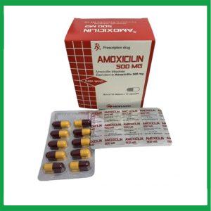 Thuốc kháng sinh AMOXICILIN 500mg Mebiphar điều trị nhiễm khuẩn ( Hộp 10 vỉ x 10 viên)