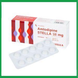 Thuốc Amlodipine 10 Stella điều trị tăng huyết áp, đau thắt ngực ổn định mạn tính ( Hộp 3 vỉ x 10 viên)