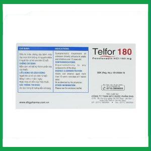 Nhà Thuốc Tiến Thành - Thuốc Telfor 180 DHG điều trị triệu chứng của bệnh mày đay (2 vỉ x 10 viên) 1 Nhà Thuốc Tiến Thành - Telfor 180 2