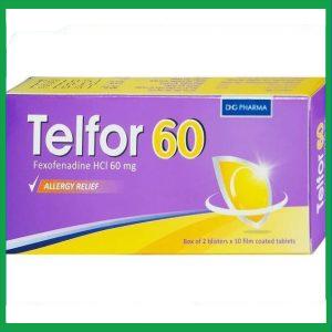 Thuốc Telfor 60 DHG điều trị các triệu chứng viêm mũi dị ứng (2 vỉ x 10 viên)