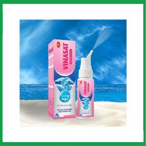 Dung dịch xịt mũi trẻ em VINASAT giúp vệ sinh, làm sạch mũi, làm loãng dịch nhầy chai 75ml