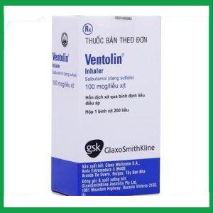 Hỗn dịch xịt Ventolin Inhaler 100mcg/liều giãn cơ trơn phế quản (200 liều)