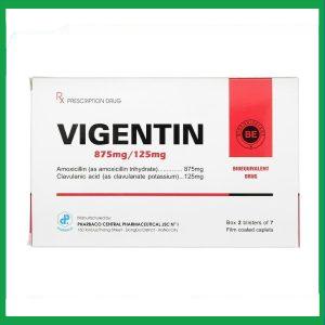Thuốc Vigentin 875mg/125mg điều trị các chứng nhiễm khuẩn (2 vỉ x 7 viên)