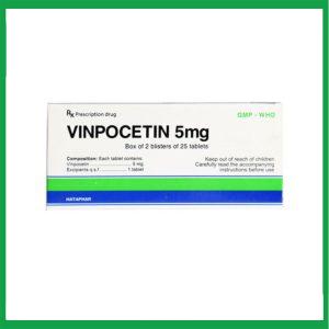 Vinpocetin 5mg Dược Hà Tây điều trị rối loạn tuần hoàn não Hộp 2 vỉ x 25 viên