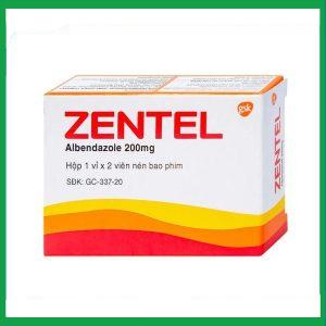 Thuốc Zentel Albendazole 200mg GSK điều trị các loại giun đường ruột nhạy cảm (1 vỉ x 2 viên)