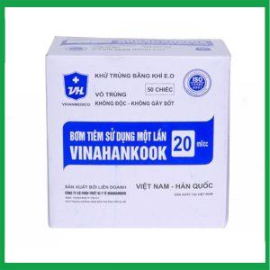 Bơm tiêm sử dụng một lần Vinahankook 20ml/cc được khử trùng bằng khí E.O (Hộp 50 cái)