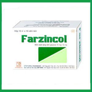 Farzincol 10mg bổ sung kẽm, trị thiếu kẽm (10 vỉ x 10 viên)