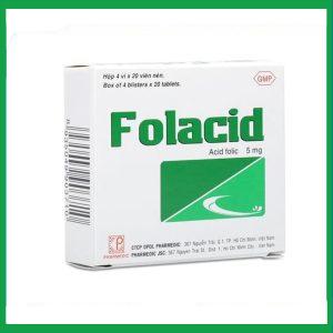 Thuốc Folacid Pharmedic điều trị thiếu máu nguyên hồng cầu khổng lồ (4 vỉ x 20 viên)