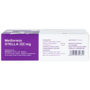 Nhà Thuốc Tiến Thành - Viên nén Metformin Stella 850mg điều trị bệnh đái tháo đường (4 vỉ x 15 viên) 1 Nhà Thuốc Tiến Thành - metfformin 850 1