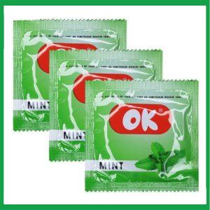 Nhà Thuốc Tiến Thành - Bao cao su OK hương bạc hà đàn hồi tốt, dai bền 1 Nhà Thuốc Tiến Thành - ok huong bac ha 3 cai 1
