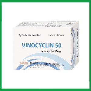 Thuốc Vinocyclin 50 Medisun điều trị mụn trứng cá, nhiễm trùng đường hô hấp (3 vỉ x 10 viên)